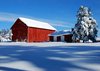 grange rouge dans la neige 1